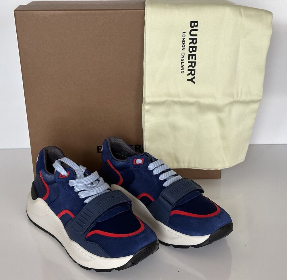 NIB Burberry Ramsey Men's Oceanic Blue Sneakers 11 US (44 Eu) 8045534 Italy